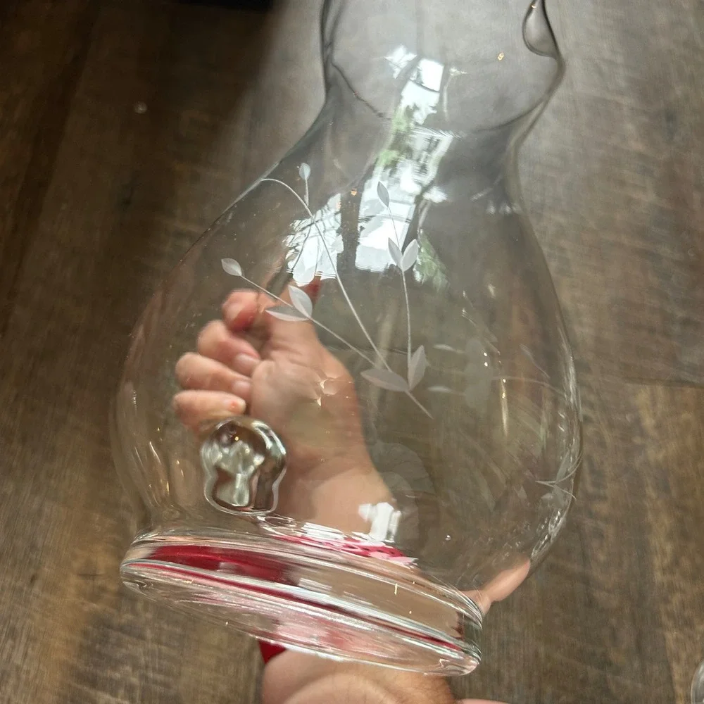 Princess House Heritage Etched Floral‎ Clear Glass Pitcher 10 Inch Vintage 2 Qt